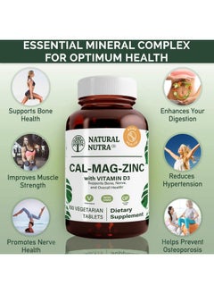 Natural Nutra Calcium Magnesium Zinc Supplement With Vitamin D3 For Bone Strength Health And Healing Gluten Free And Sugar Free Essential Mineral Complex 100 Count  - Image 3