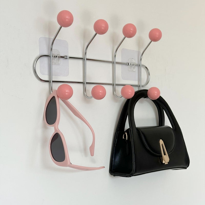 Invisible Wall Hooks Iron Art Organizer Coat Hangers Pink 4 Hook Pink 4 Hook