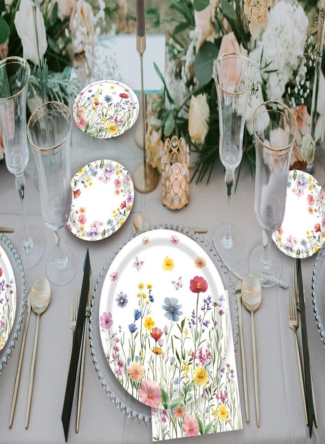 LYFREE 60 PCS Wildflower Party Supplies Flower Paper Plates and Napkins Spring Floral Theme Decoration Tableware for Birthday Baby Shower Wedding Picnic Afternoon Tea Garden Party Serve 20 Guests - Image 5