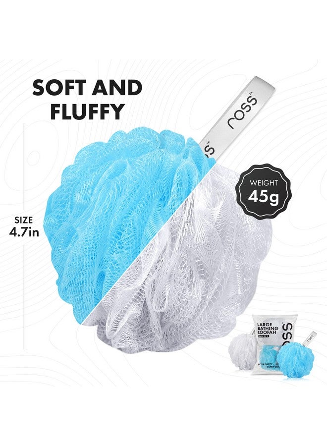 Ross Large Bath Loofah Sponge Scrubber Exfoliator for High Lather Cleansing (White and Blue) - Image 3