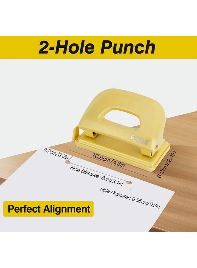 Green Dual Hole Puncher Manual Desktop Portable Paper Punch For Office File - Image 5