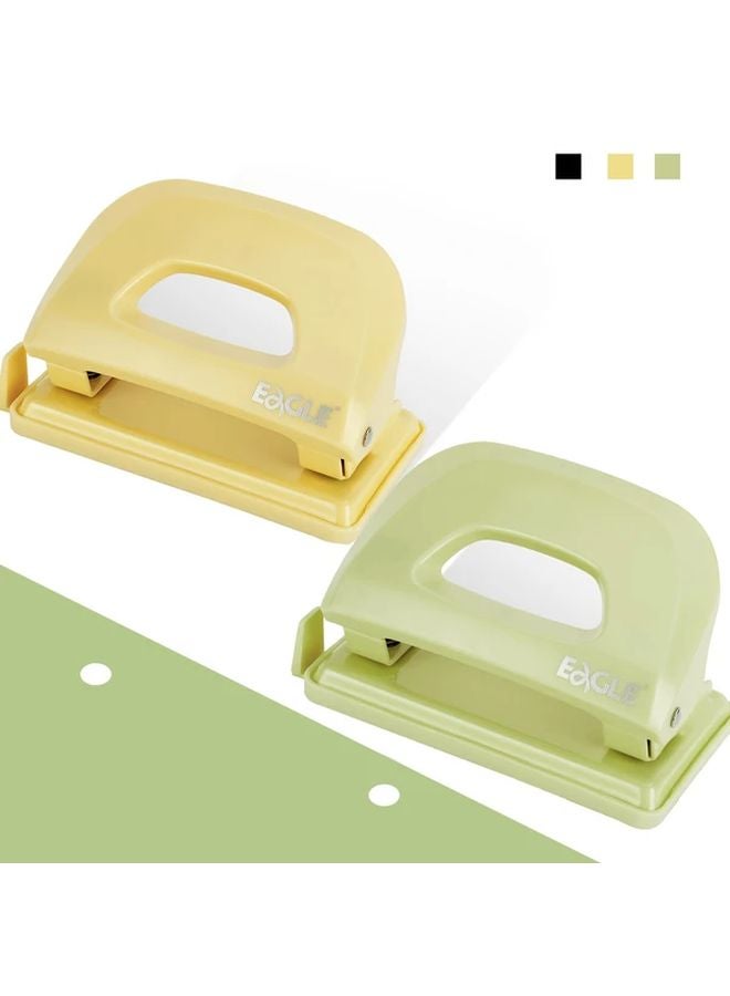 Green Dual Hole Puncher Manual Desktop Portable Paper Punch For Office File - Image 3