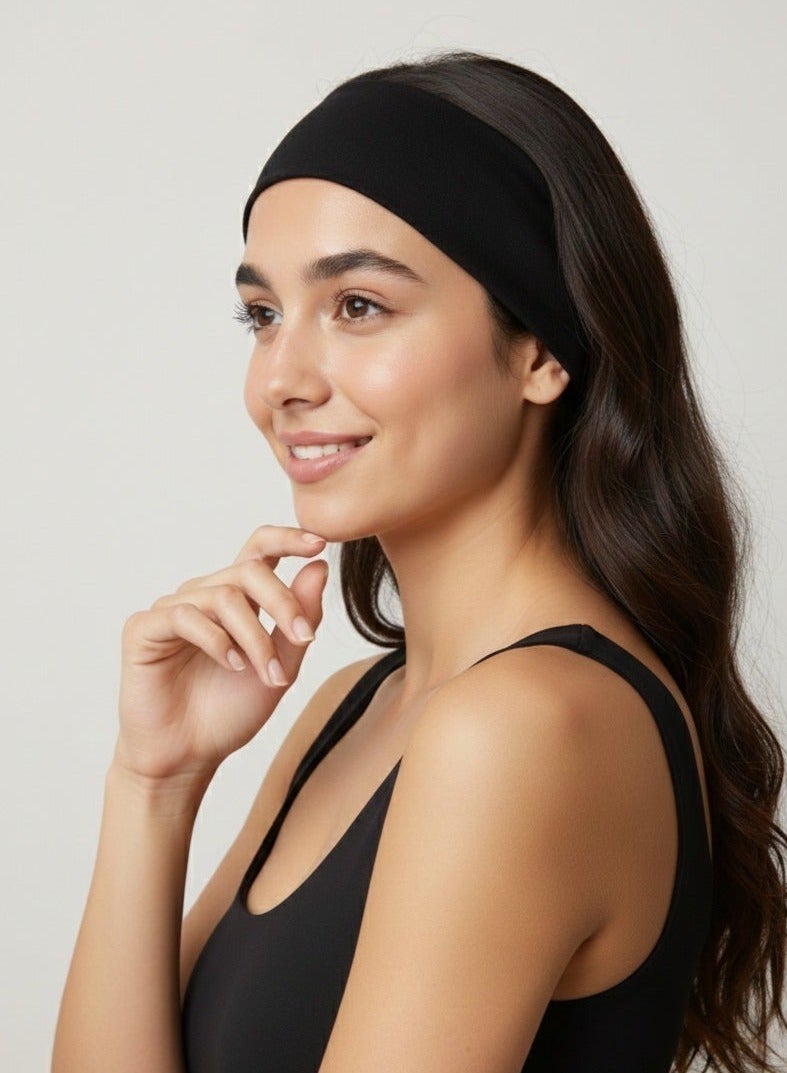 3pcs Black Cotton Sports Headbands – Soft & Absorbent Sweatbands for Women & Men, Perfect for Gym, Running, Tennis, Yoga - Image 5