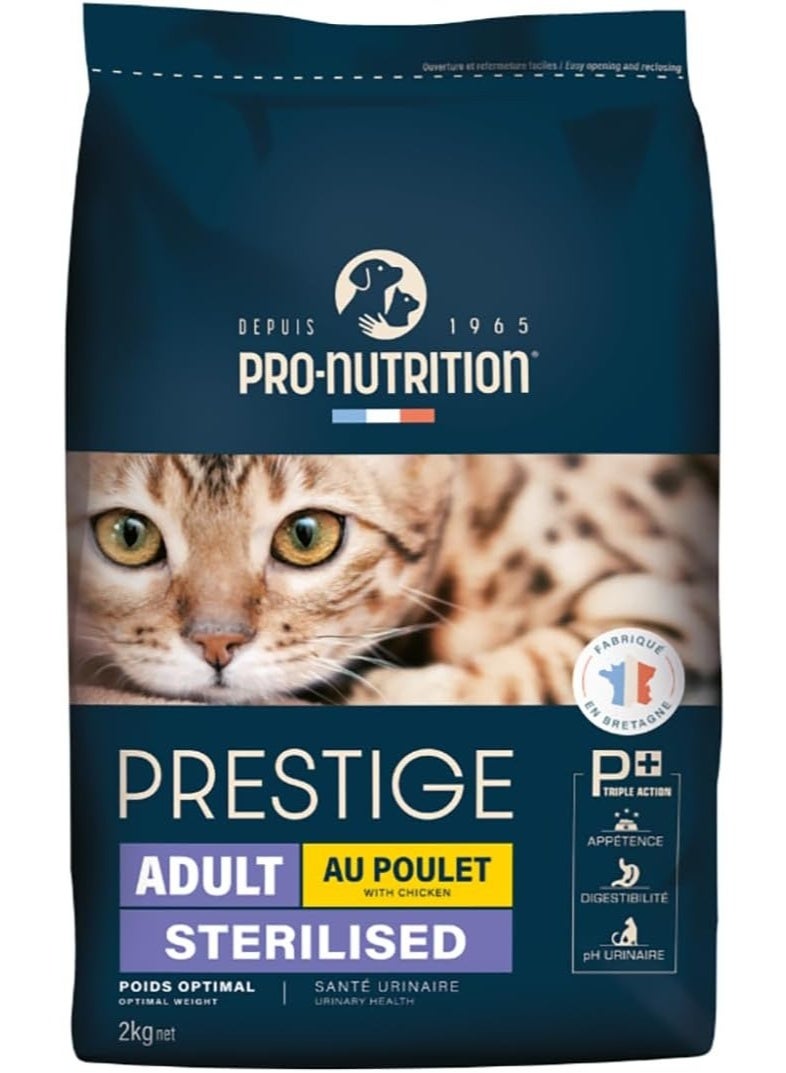 PRO NUTRITION Prestige Cat Adult Sterilised Chicken 2Kg - Image 1