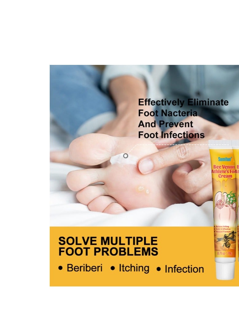 سوميفون كريم القدم للرياضيين من سم النحل، كريم القدم لرائحة القدم، كريم مضاد للفطريات، كريم مضاد للبكتيريا، لعلاج تعقيم القدم للرياضيين، إصلاح العناية بالقدم المضادة للعدوى، 20 جم - Image 4