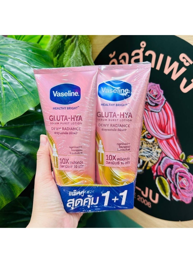 فازلين قطعتان فازلين هيلثي برايت جلوتا-هيا سيروم بيرست لوشن ديوي راديانس 300*2 مل - Image 5