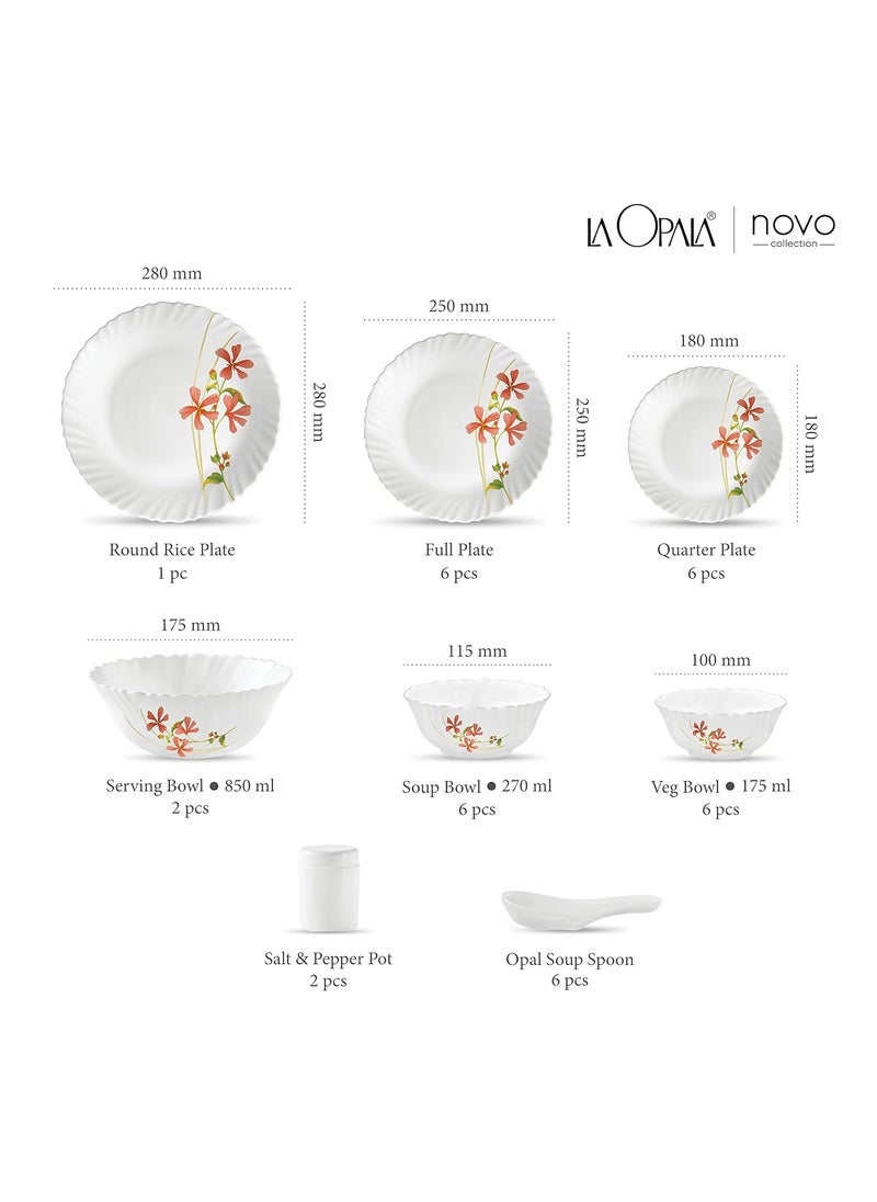 La Opala La Opala opalware Dinner Set - 35 Pieces, White/Red/Green, Standard (LAOP/DSET/B29)  - Image 3