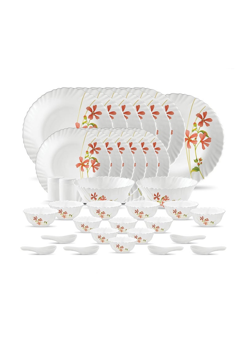 La Opala La Opala opalware Dinner Set - 35 Pieces, White/Red/Green, Standard (LAOP/DSET/B29)  - Image 1