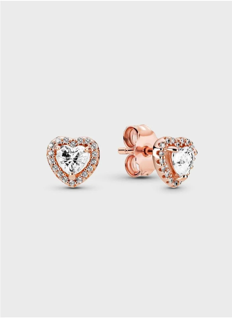 Sparkling Elevated Heart Stud Earrings