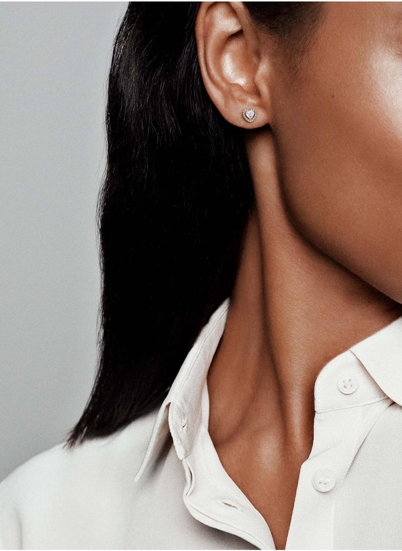 PANDORA Sparkling Elevated Heart Stud Earrings - Image 4