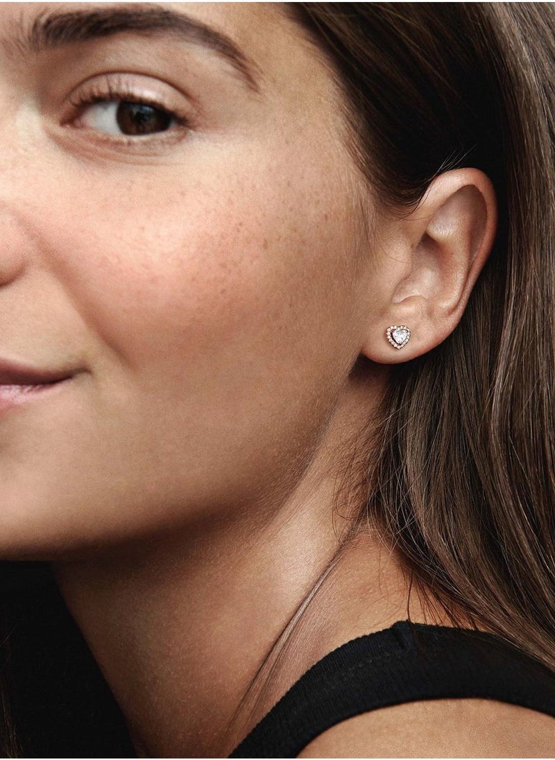 PANDORA Sparkling Elevated Heart Stud Earrings - Image 2