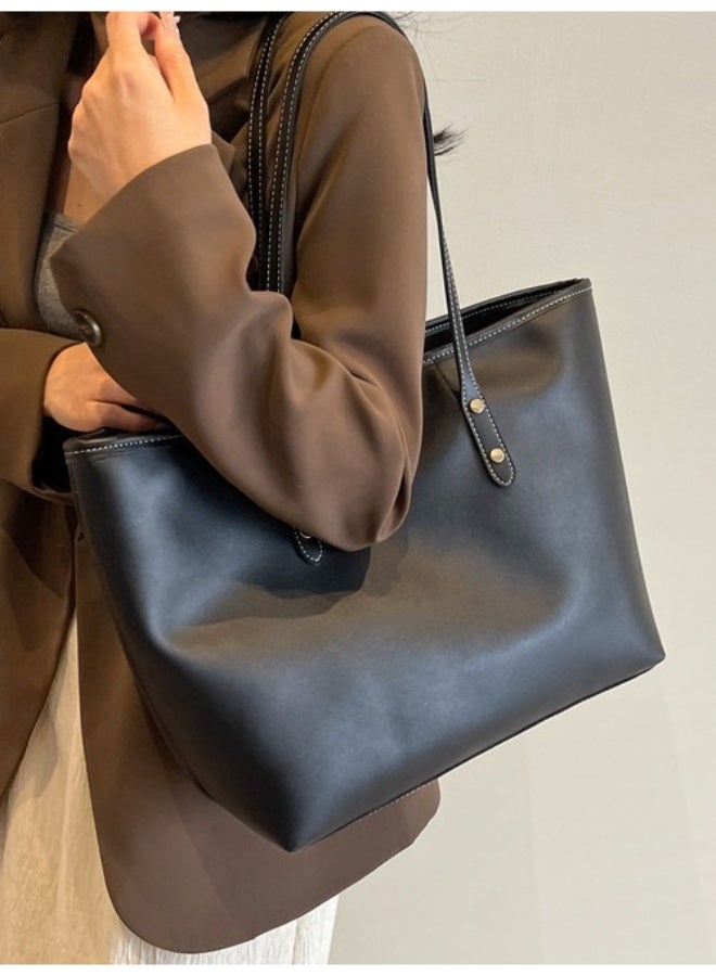 Women's Shoulder Tote Bag Faux Leather Handbag for Women Large Capacity Messenger Fashionable Travel Shoulder Bag for Ladies Girls College Students - Image 2