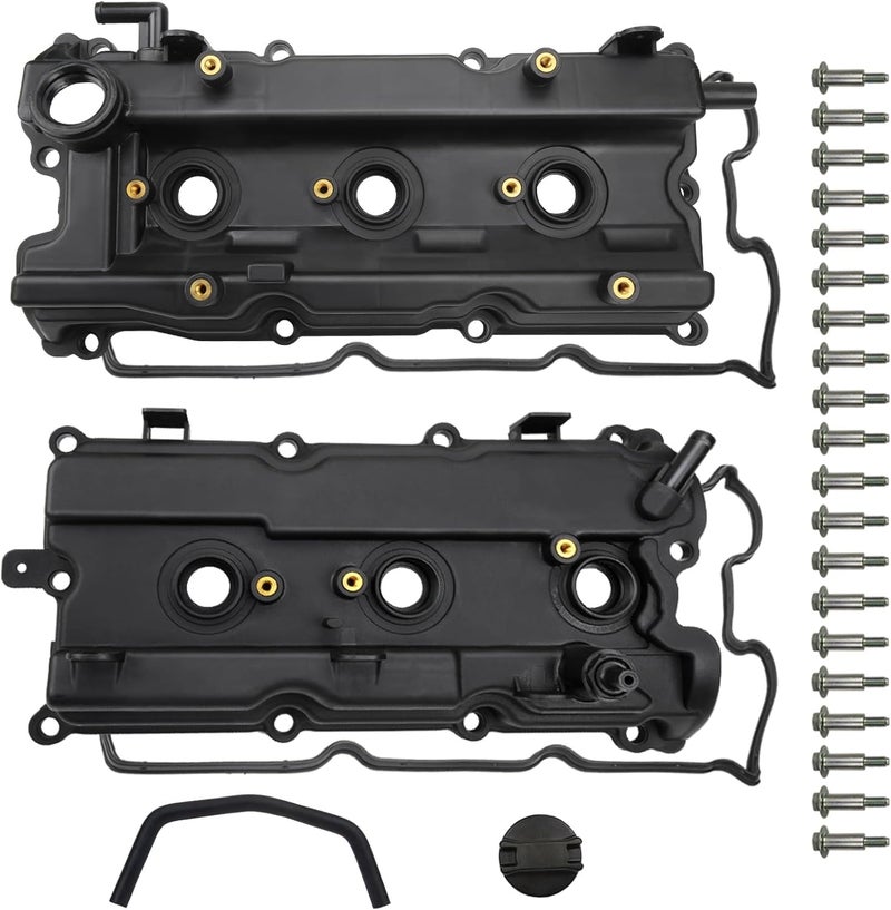 Engine Valve Cover Set with Bolts Oil Cap Gaskets Spark Plug Tube Seals PCV Valve Compatible with 20022007 Nissan Altima Maxima Murano Quest Infiniti I35 VQ35DE V6 35L Part 264984 265985