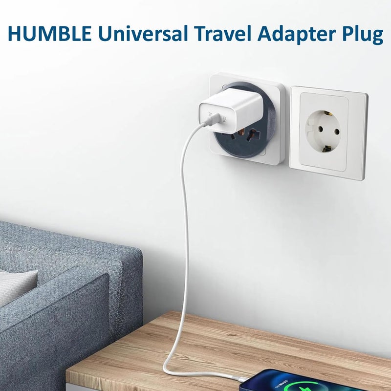 Humble محول سفر 2 دبوس 16A/ 250V - حل متعدد الاستخدامات عالميًا لجميع البلدان بما في ذلك الولايات المتحدة، أستراليا، المملكة المتحدة، الاتحاد الأوروبي، أوروبا، أمريكا الشمالية/الجنوبية وأكثر من 150 دولة (2 دبوس) - Image 2