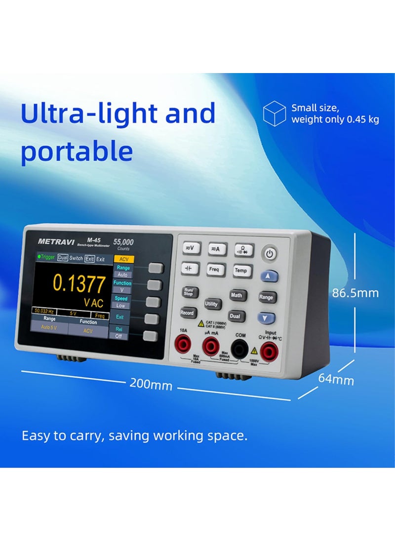 METRAVI Metravi M45 55000 Counts Benchtype Digital Multimeter Ultralight HighAccuracy with TFT LCD and Data Logging  - Image 4