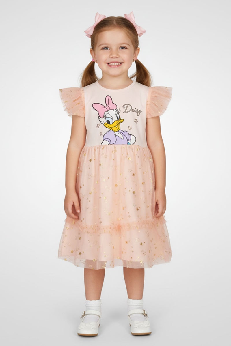 Disney Toddlers Girl Mickey And Friends Tutu Dress, Peach - Image 1