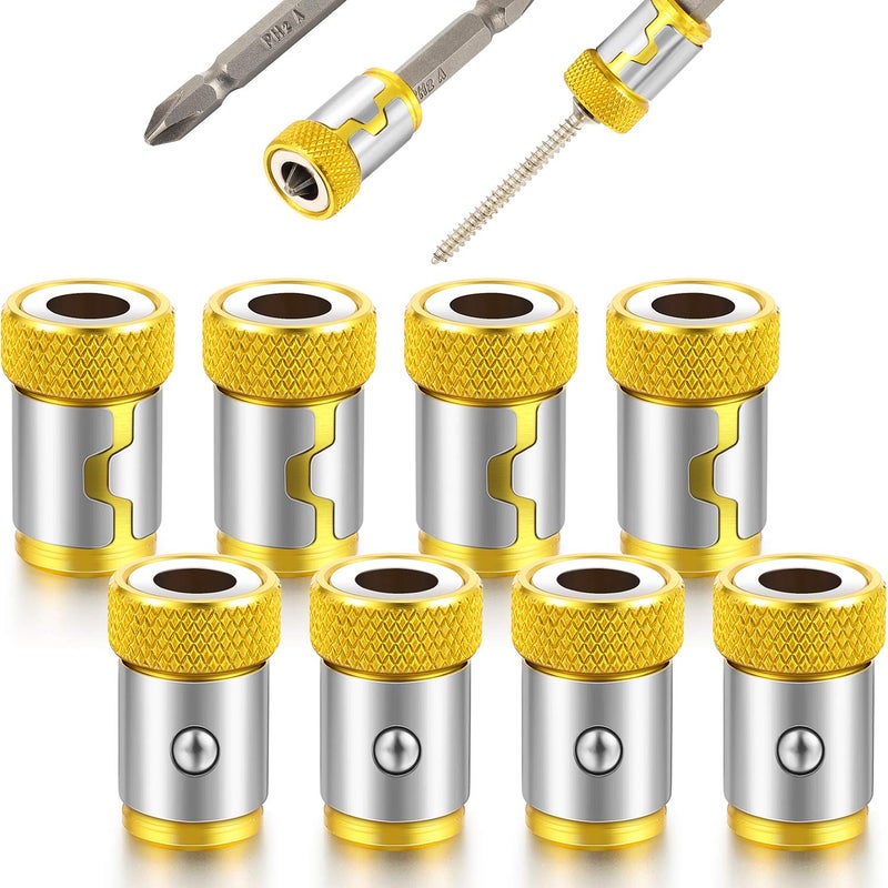 Magnetic Screw Ring Metal Bit Magnetizer Ring Screw Magnetic Holders Applied to 14 Inch 635 mm Hex Screwdriver and Power Bits 8 Yellow