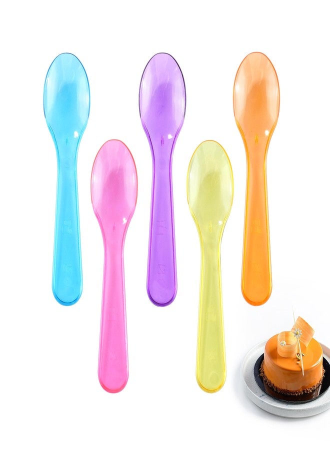 COKUMA 100 Count Disposable Mini Plastic Spoons, Multi-Color Small Dessert Spoons for Ice Cream Cake Yogurt Jelly and Suit for Party Tasting and Celebration - Image 1