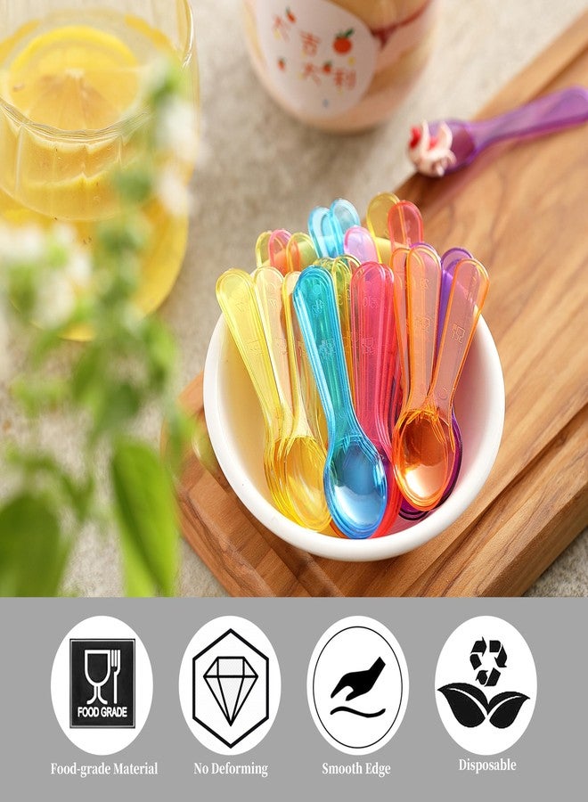 COKUMA 100 Count Disposable Mini Plastic Spoons, Multi-Color Small Dessert Spoons for Ice Cream Cake Yogurt Jelly and Suit for Party Tasting and Celebration - Image 3