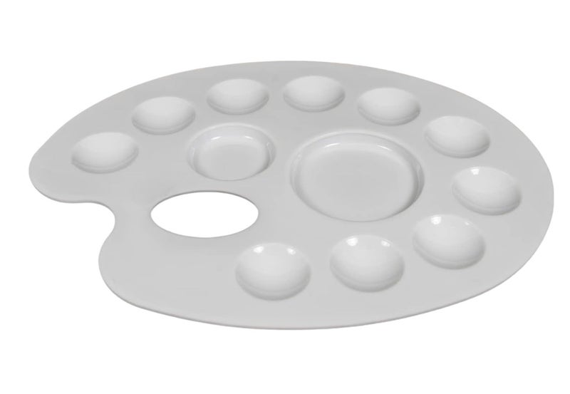 NTGS Oval Shape Painting Palette, Color Mixing Pallete, Watercolor Plate, Pallet for Acrylic Paint & Colouring with 12 Compartments for Artist, Kids(Pack of 1) - Image 1