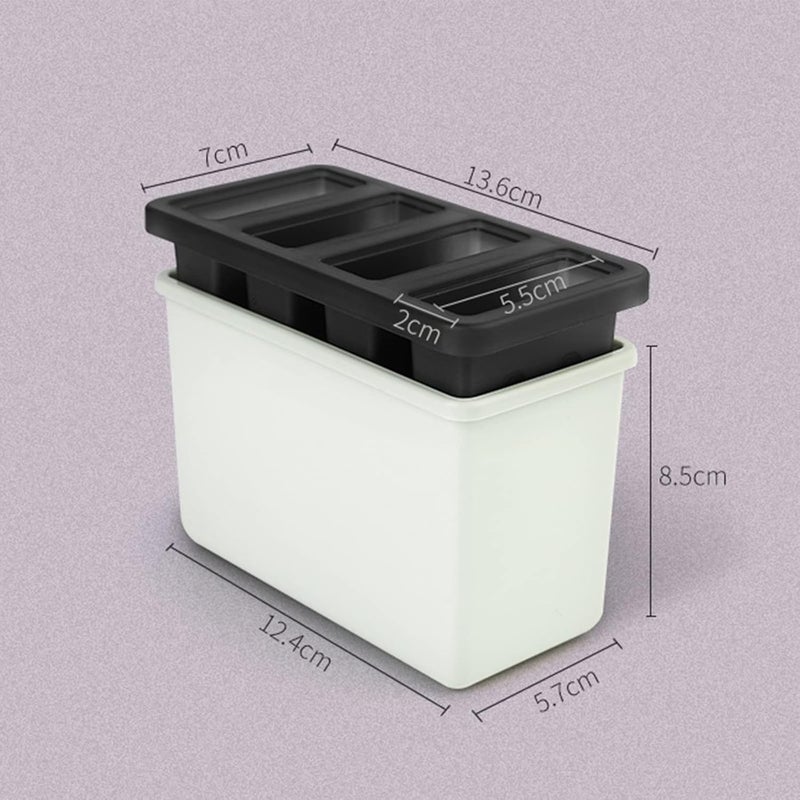 wolpin 4 In 1 Ice Cream Moulds Popsicle Stick Ice Cream Maker Reusable Box Homemade Kulfi Candy Ice Lolly Tray Lid Pp Material, 4 Grid For Kids & Adults (Polypropylene), 12.4 x 5.7 x 8.5 Centimeters - Image 5