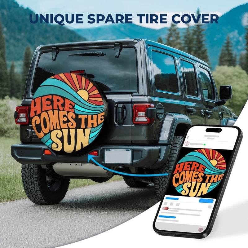 GENANY Here Comes The Sun Spare Tire Cover 17 inch - Image 2