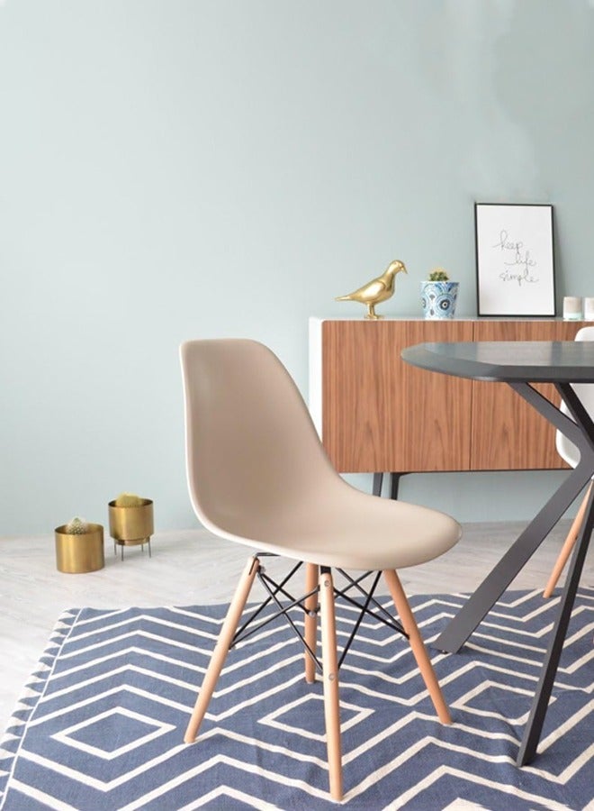 Taimi Pack Of 6 Office Dining Kitchen and Living Room Plastic Chair with Wooden Legs khaki 70x40x40cm  - Image 2
