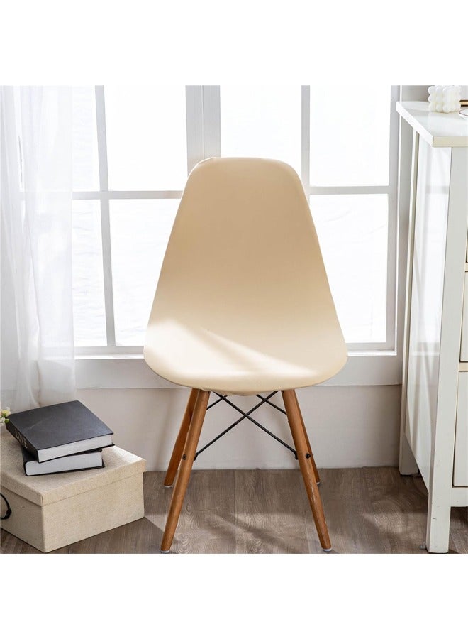 Taimi Pack Of 6 Office Dining Kitchen and Living Room Plastic Chair with Wooden Legs khaki 70x40x40cm  - Image 5