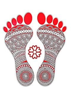 Uniq UNIq Small Madhubani Mandala Art Inspired Rural Tribes Designed Self Adhesive Transparent LaxmiLakshami ji Charan DiwaliInterior HandcraftedFloor Stickers Small Set of 5  - Image 1