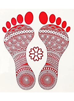 Uniq UNIq Small Madhubani Mandala Art Inspired Rural Tribes Designed Self Adhesive Transparent LaxmiLakshami ji Charan DiwaliInterior HandcraftedFloor Stickers Small Set of 5  - Image 4