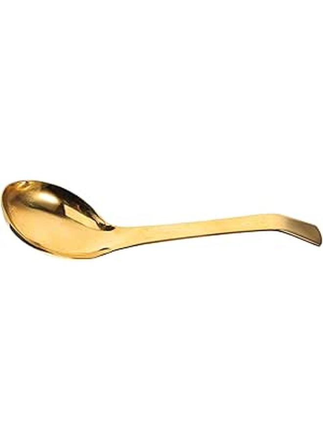 Brass Soup Spoon Deepened Design Thick Handle Large Serving Ladle for Soups and Stews - Image 1
