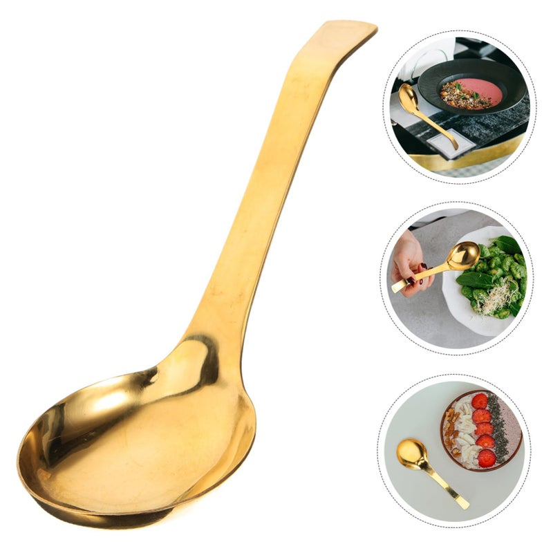 Brass Soup Spoon Deepened Design Thick Handle Large Serving Ladle for Soups and Stews - Image 4