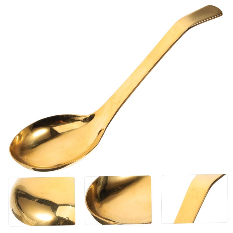 Brass Soup Spoon Deepened Design Thick Handle Large Serving Ladle for Soups and Stews - Image 3