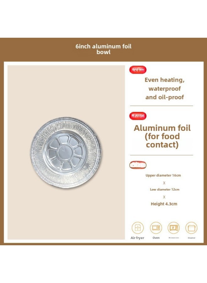 Tin Paper Box Barbecue Special Household Air Fryer Tin Paper Plate Bowl Commercial Takeaway Disposable Packaging Aluminum Foil Lunch Box-Specifications:Round 6-inch-Color:20 PE Bags - Image 1