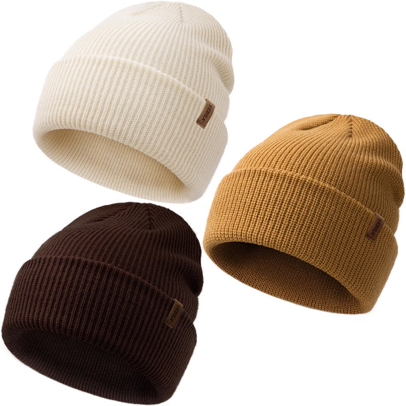 Bebila Baby Beanie Toddler Infant Winter Hats Knit Warm Caps for Boys Girls (US, Age, 6 Months, 36 Months, Camel+Beige+Chocolate) - Image 1