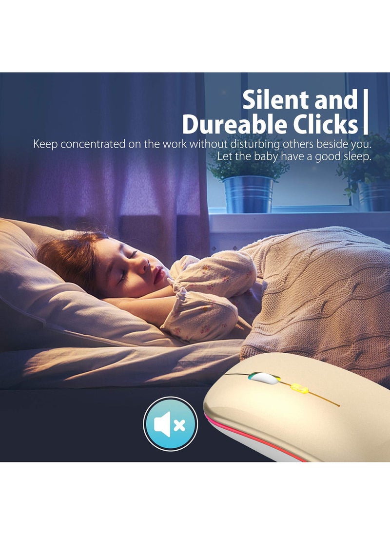 LED Wireless Mouse Rechargeable Slim Silent Mouse 2.4G Portable Mobile Optical Office Mouse with USB & Type-c Receiver for Notebook, PC, Laptop, Computer, Desktop