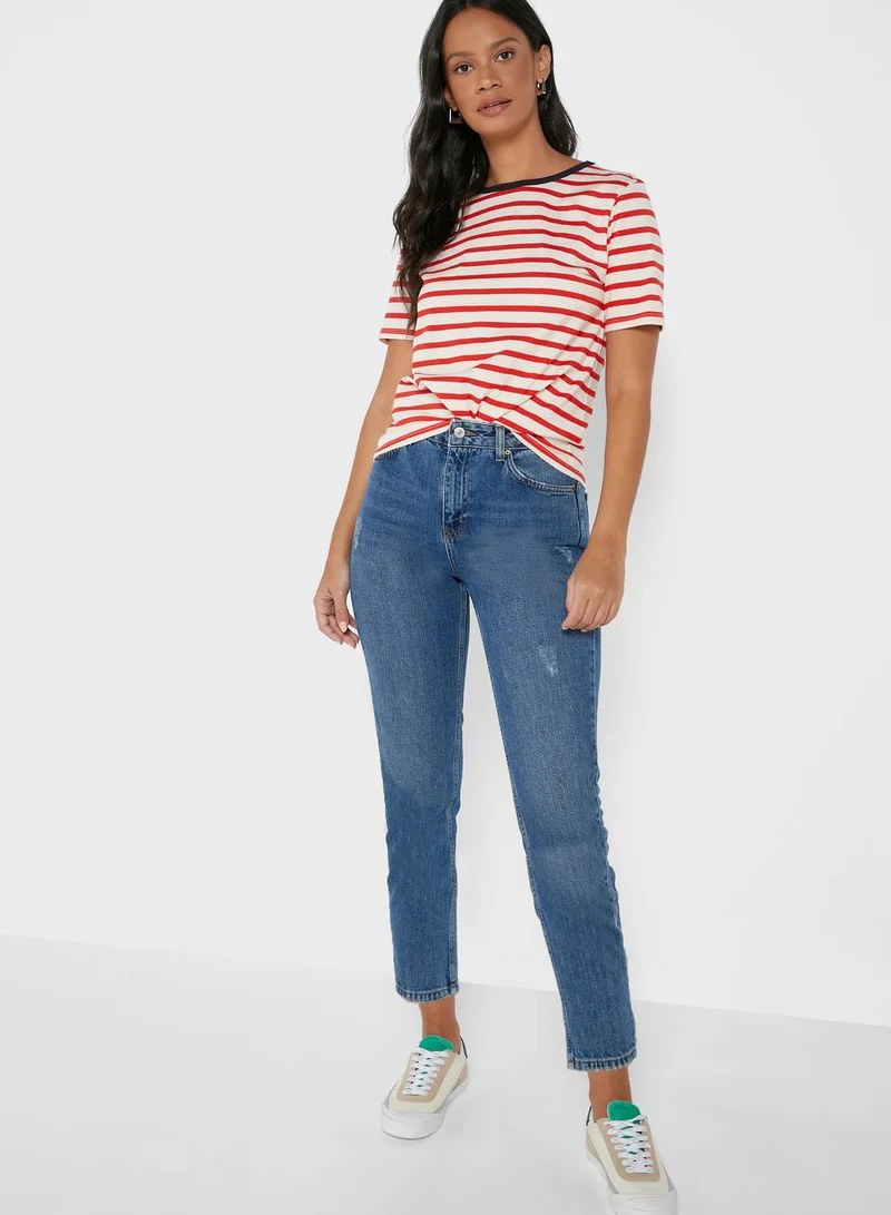 MANGO Crew Neck Knitted T-Shirt