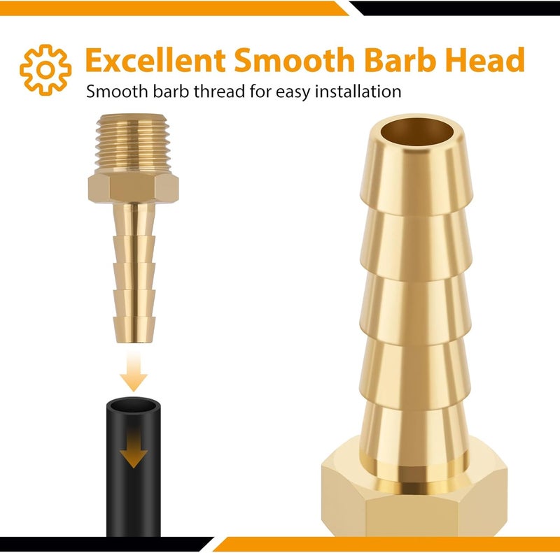 KOOTANS 4pcs Brass Hose Barb Fittings 1/4" Hose Barb to 1/4 NPT Male Thread Air Hose Fittings Brass Quick Coupler Air M Type Adapter Connector Fitting - Image 5