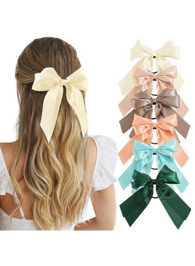 CHIROGRAPHY Satin Hair Ribbon Bows for Women and Girls | Elastic Scrunchies for Thick or Thin Hair, Stylish Hair Accessories Set, Ideal for Ponytails (Pack of 6) - Image 1