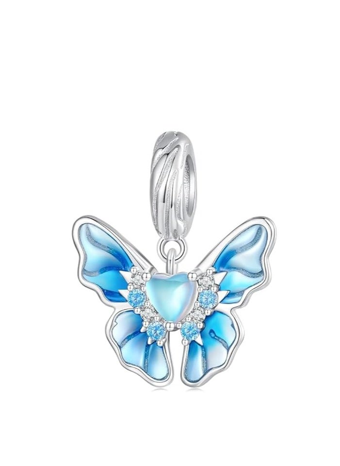 SYOSI - Shining Charm Cute Enamel Butterfly Dangle Pendant Charms for Bracelets Moments, 925 Sterling Silver Bracelet Necklace Charm Animal Charms for DIY Mothers Day Women Girls - Image 1