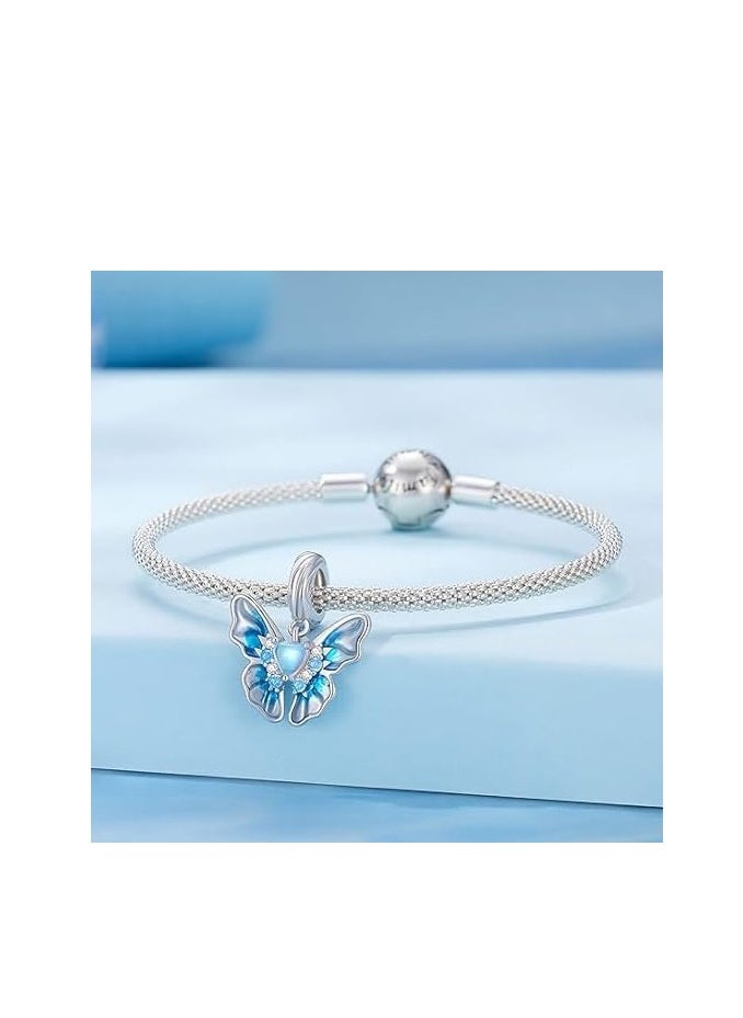 SYOSI - Shining Charm Cute Enamel Butterfly Dangle Pendant Charms for Bracelets Moments, 925 Sterling Silver Bracelet Necklace Charm Animal Charms for DIY Mothers Day Women Girls - Image 1