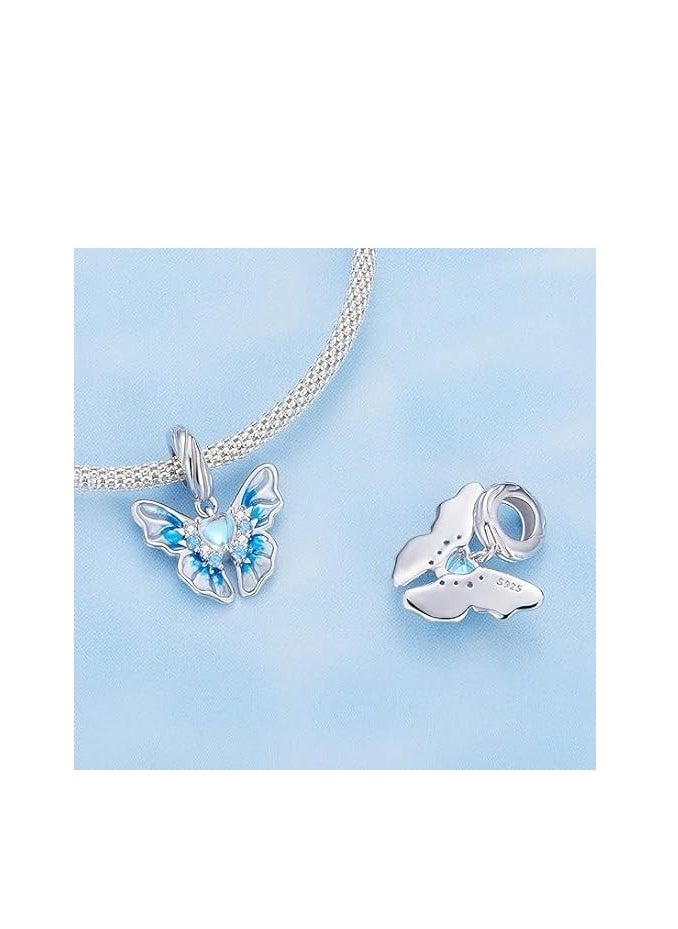 SYOSI - Shining Charm Cute Enamel Butterfly Dangle Pendant Charms for Bracelets Moments, 925 Sterling Silver Bracelet Necklace Charm Animal Charms for DIY Mothers Day Women Girls - Image 1