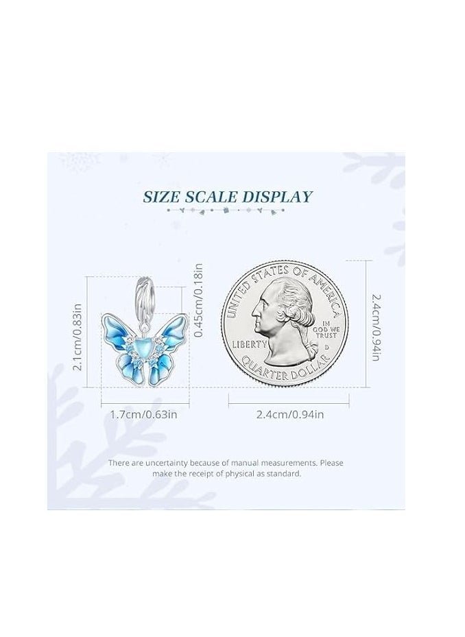 SYOSI - Shining Charm Cute Enamel Butterfly Dangle Pendant Charms for Bracelets Moments, 925 Sterling Silver Bracelet Necklace Charm Animal Charms for DIY Mothers Day Women Girls - Image 1