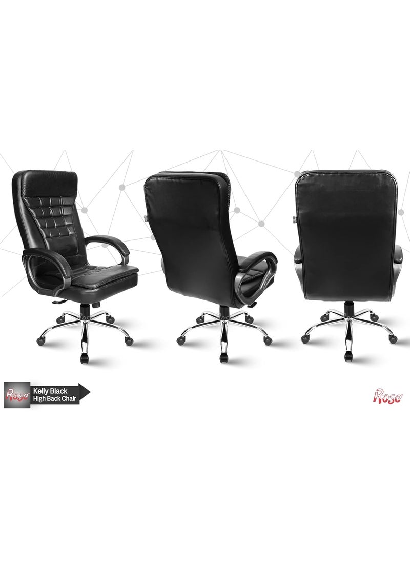 Rose ROSE Kelly Leatherette Executive High Back Revolving Office Chair with Color Options Integrated Lumbar Support with Comfortable Seating 1 Year Warranty Black  - Image 5