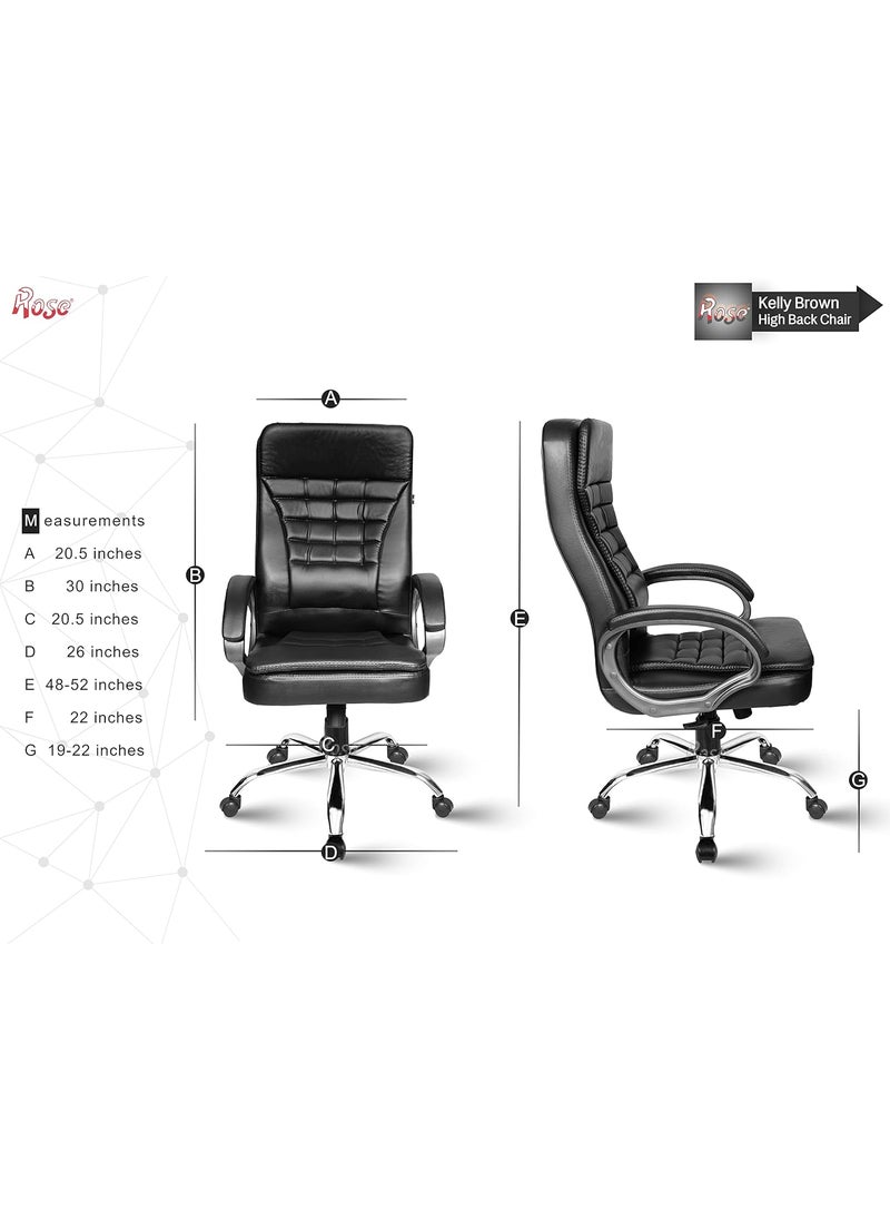 Rose ROSE Kelly Leatherette Executive High Back Revolving Office Chair with Color Options Integrated Lumbar Support with Comfortable Seating 1 Year Warranty Black  - Image 2