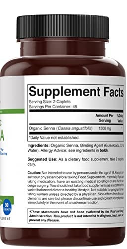 Brieofood Organic Senna 1500mg, 45 Servings, Vegetarian, Gluten Free, 90 Vegetarian Tablets - Image 4