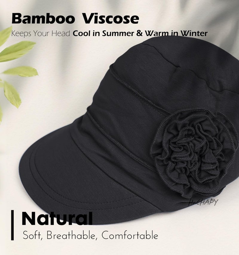 Hachapy Chemo Headwear for Women Summer Cool Cancer Cap for Chemotherapy Patients Lightweight Hats Black - Image 3