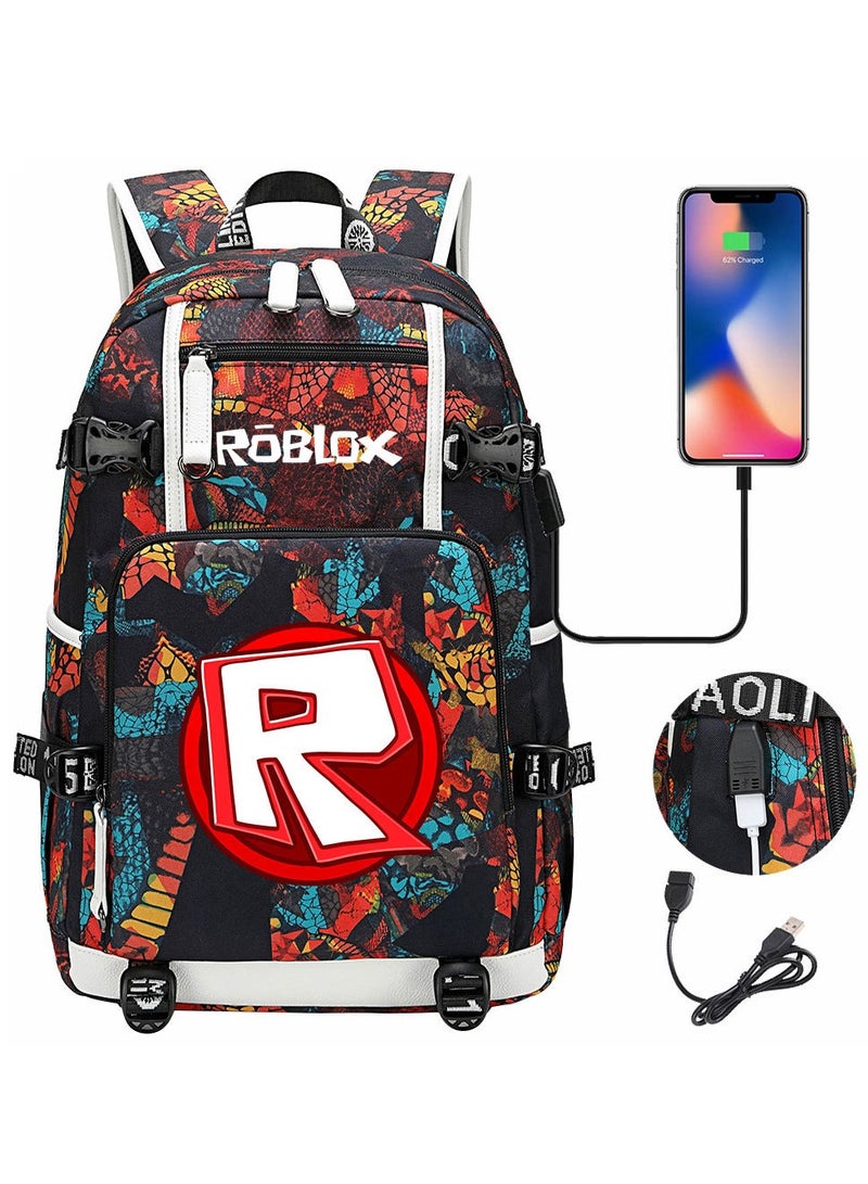 روبلوكس مجموعة حقيبة ظهر بقفل كلمة مرور USB هزلية مكونة من ثلاث قطع