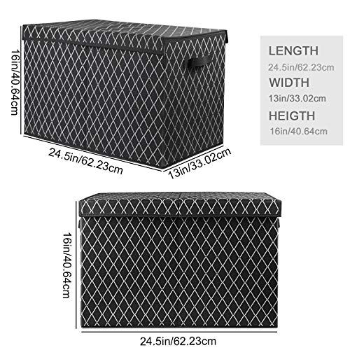 VERONLY Toy Chest Box Storage Bins for Boys Girls, Kids Large Collapsible Sturdy Container Organizer with Fabric Flip-Top Lid & Handles for Clothes, Blanket, Nursery, Playroom, Bedroom 24.5x13x16 (Black) - Image 5