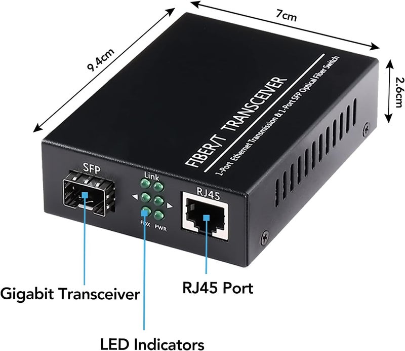 GESD A Pair of 1.25G/s Bidi Gigabit Multi-Mode Fiber Ethernet Media Converter with 2PCS Bidi SFP LC Dual Transceiver Module Included, 10/100/1000Base-Tx to 1000Base-SX SMF RJ45 to SFP Slot up to 550M - Image 5